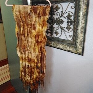 Bronze Colors ruffled/Mesh fringed scarf/wrap